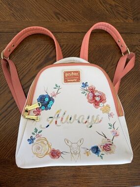 Loungefly Kids Floral 'Always' Mini Backpack - White & Coral